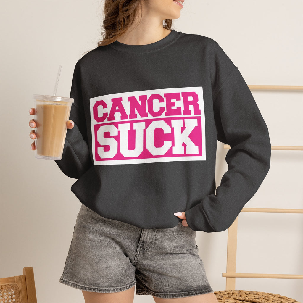 Cancer Suck Crewneck Sweatshirt — Pink Awareness Pullover for Survivors & Supporters