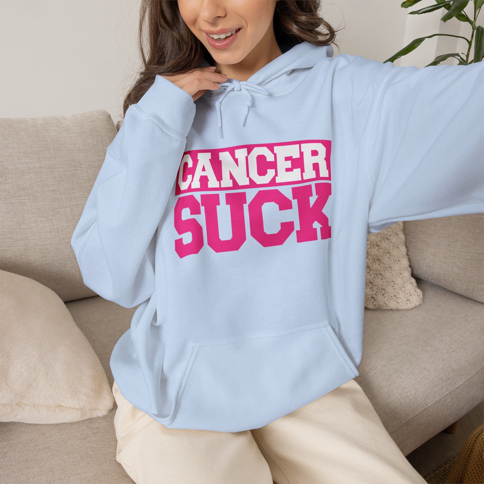 Cancer Suck Hoodie — Bold Pink Cancer Awareness Pullover