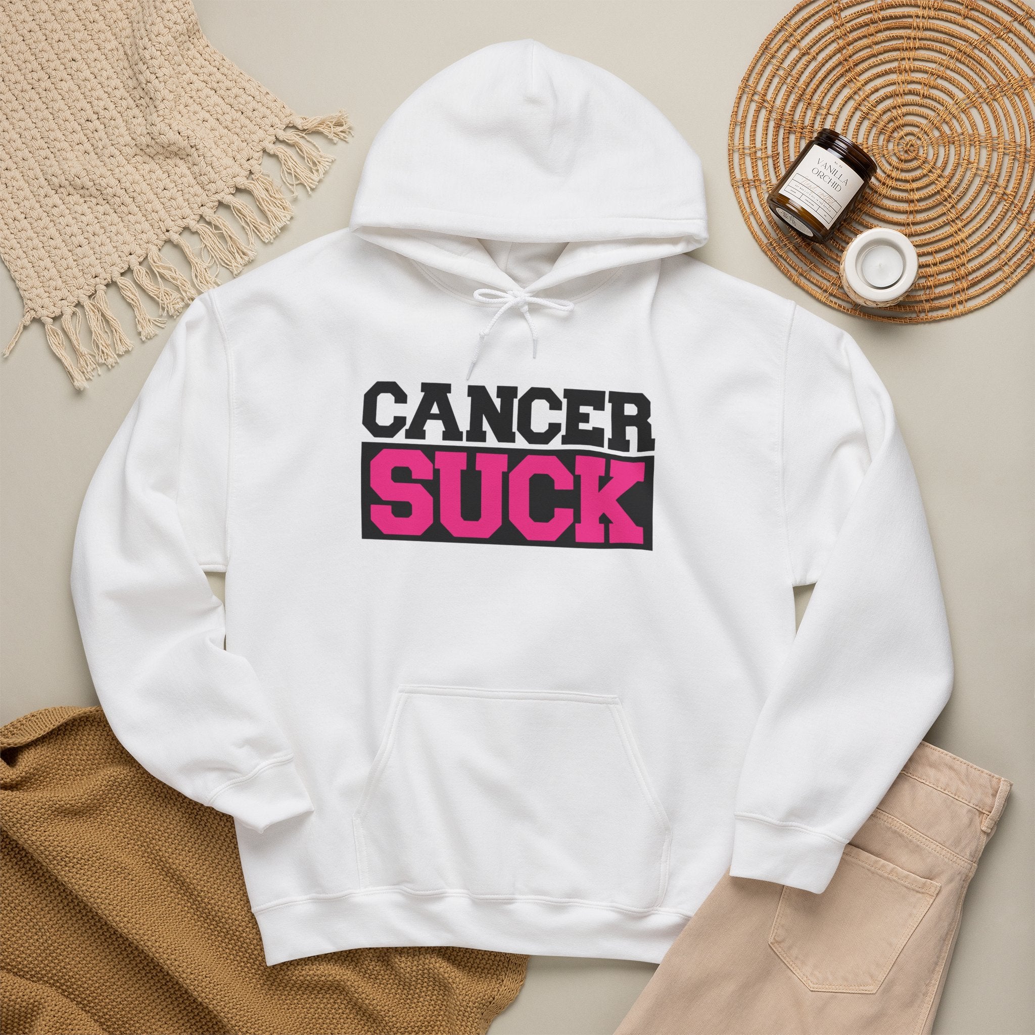 Cancer Suck Hoodie — Pink Awareness Support Pullover
