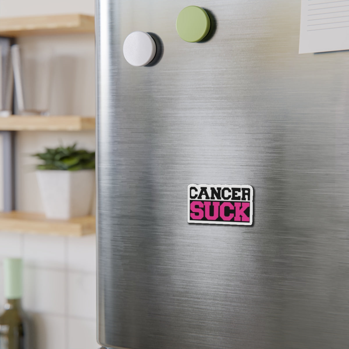 Cancer Suck Die-Cut Magnet — Bold Pink Awareness Sticker for Survivors & Supporters