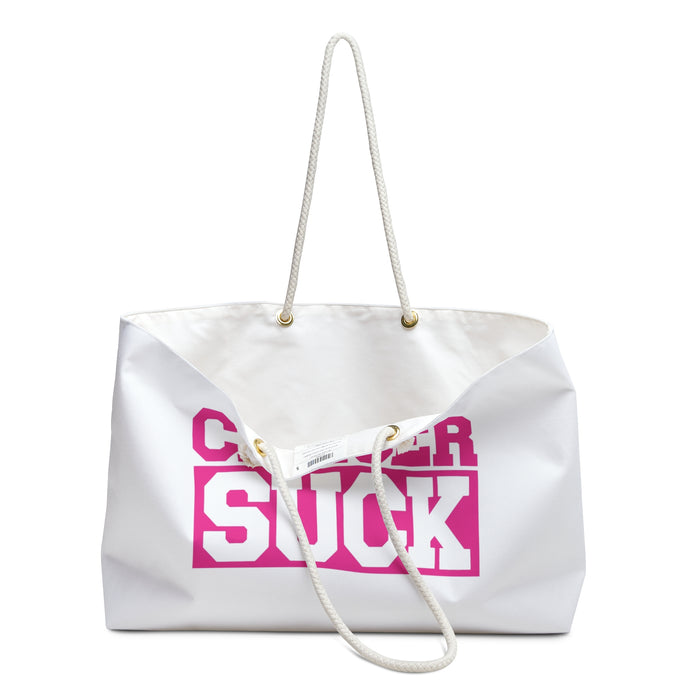 Cancer Suck Weekender Bag — Pink Awareness Travel Tote for Survivors & Supporters
