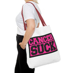 Canvas Tote Bag — "Cancer Suck" Bold Pink Awareness Tote