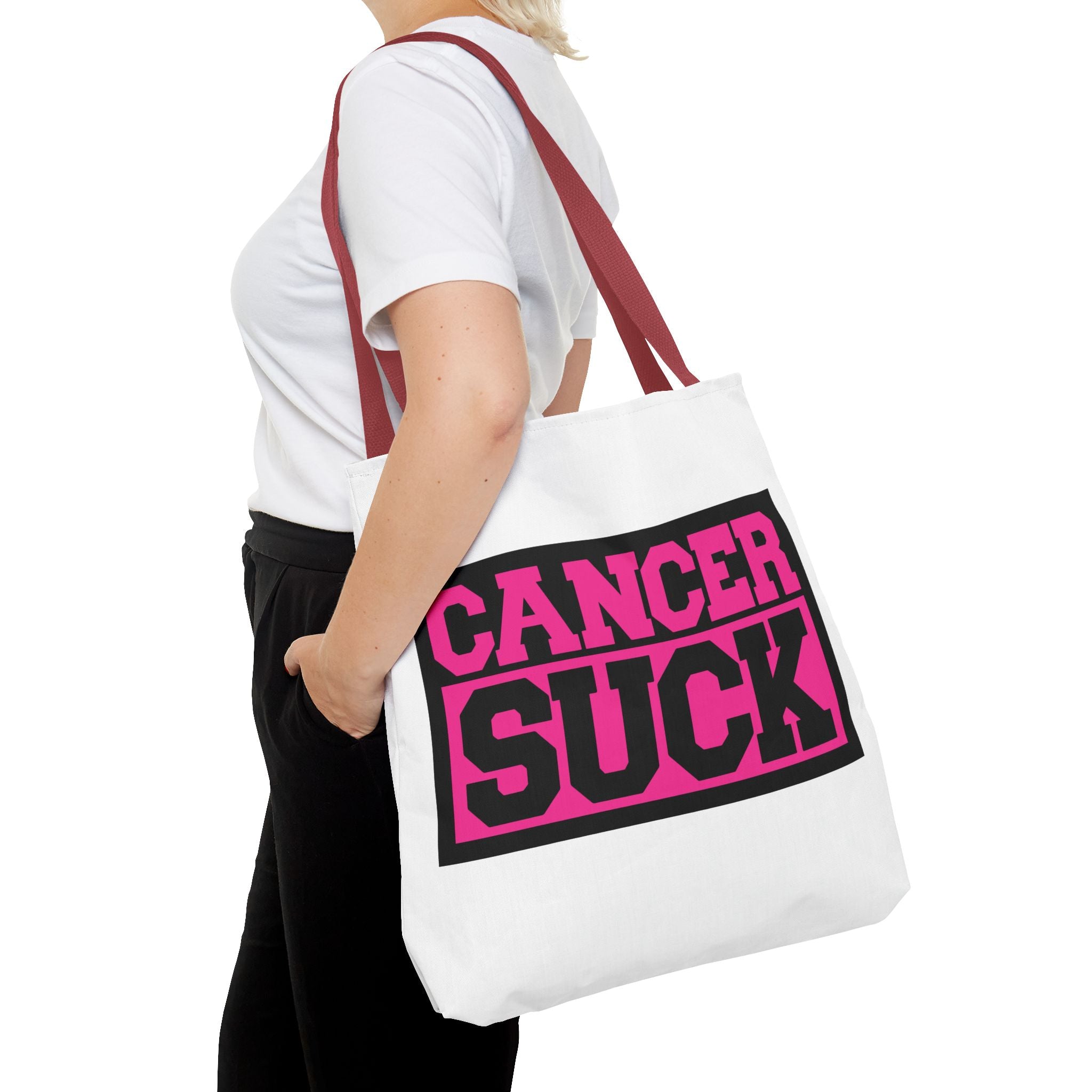 Canvas Tote Bag — "Cancer Suck" Bold Pink Awareness Tote