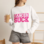 Crewneck Sweatshirt - "Cancer Suck" Bold Pink Awareness Pullover