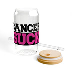Sipper Glass – 'Cancer Sucks' 16oz Awareness Tumbler with Straw