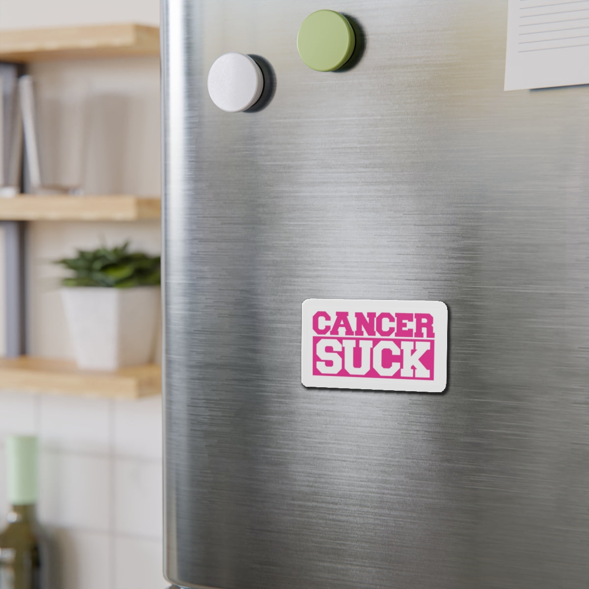Cancer Suck Die-Cut Magnet — Pink Awareness Refrigerator Magnet