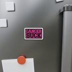 Cancer Suck Die-Cut Magnet — Pink Awareness Ribbon Support Sticker