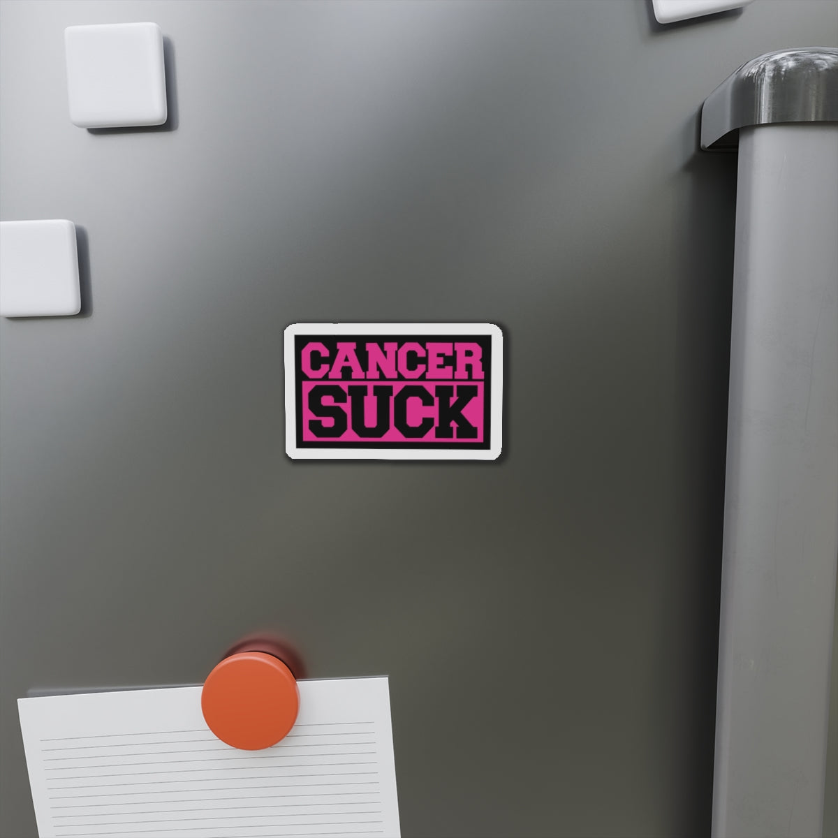 Cancer Suck Die-Cut Magnet — Pink Awareness Ribbon Support Sticker