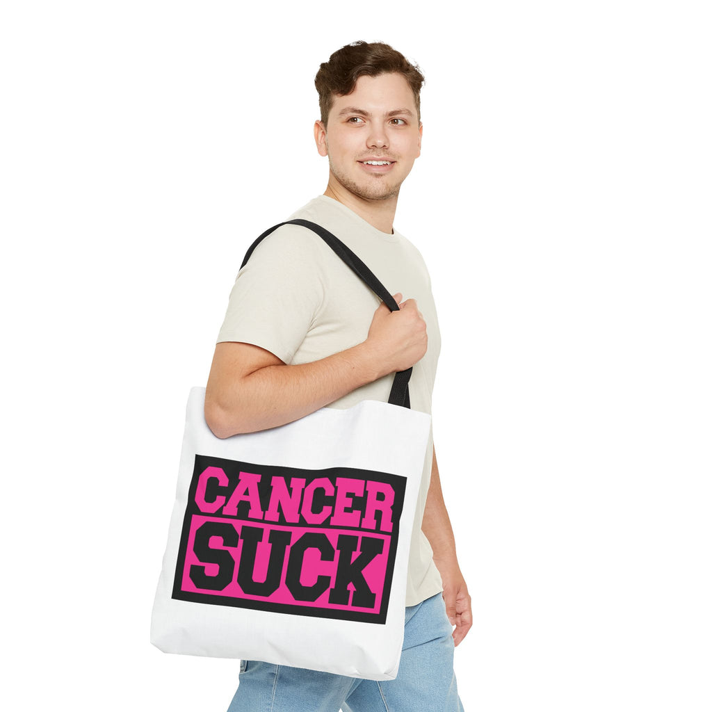 Canvas Tote Bag — "Cancer Suck" Bold Pink Awareness Tote