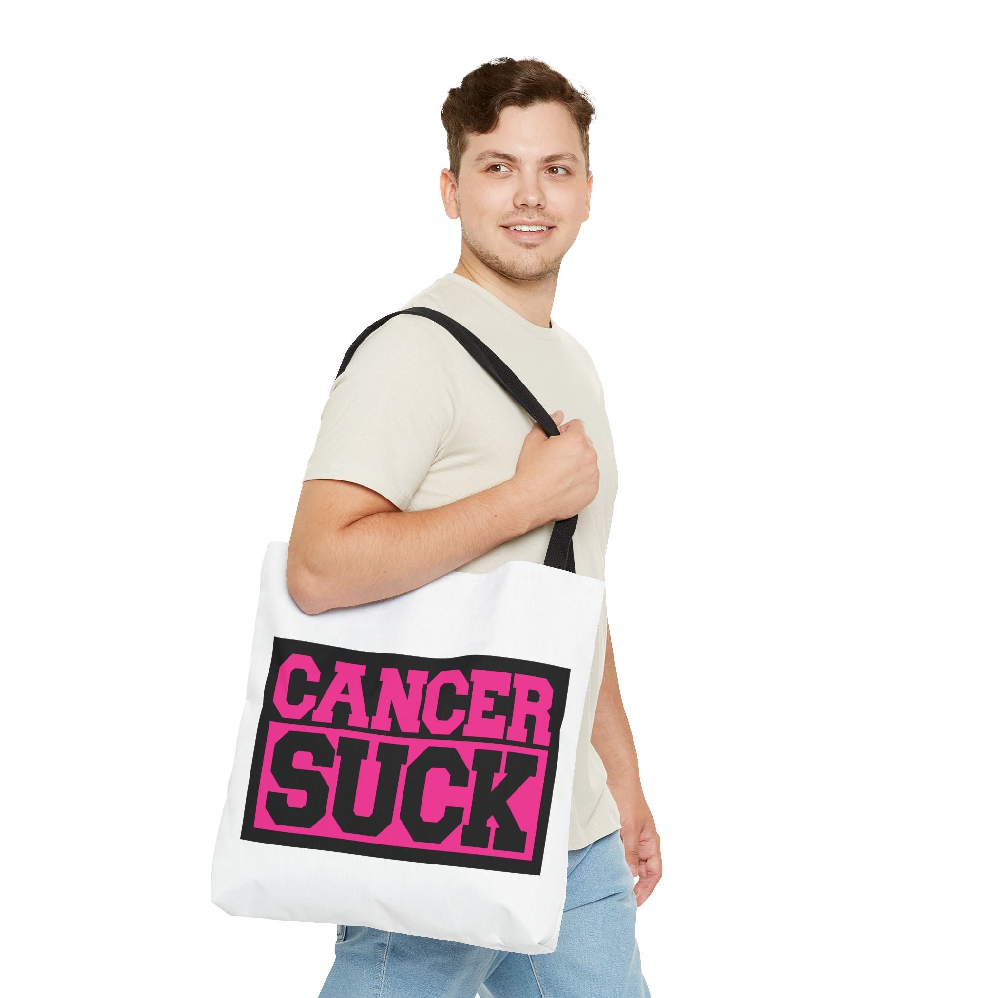 Canvas Tote Bag — "Cancer Suck" Bold Pink Awareness Tote