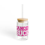 Sipper Glass – “Cancer Sucks” 16oz Pink Awareness Tumbler