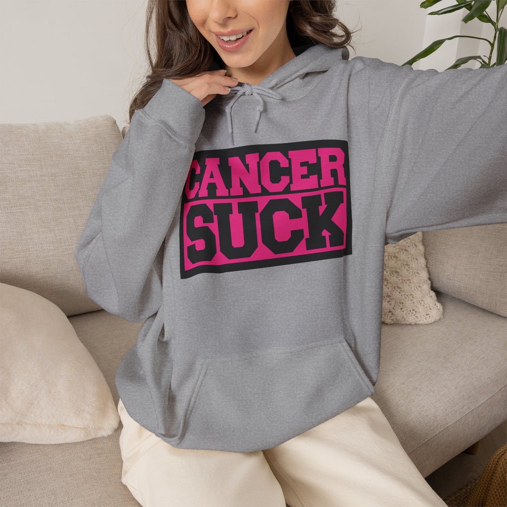 Cancer Suck Hoodie — Pink Awareness Statement Pullover