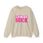Crewneck Sweatshirt - "Cancer Suck" Bold Pink Awareness Pullover