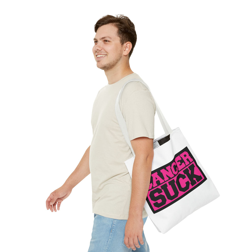 Canvas Tote Bag — "Cancer Suck" Bold Pink Awareness Tote