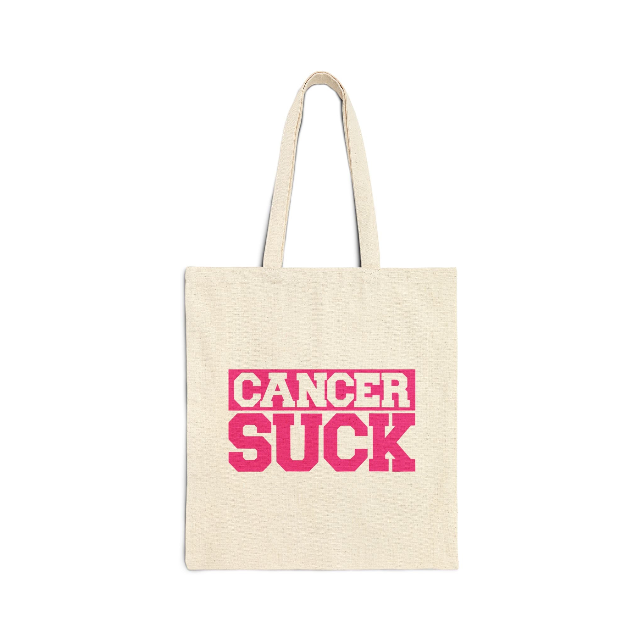 Tote Bag — "Cancer Suck" Pink Awareness Canvas Tote