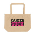 Cancer Suck Eco Tote — Large Reusable Canvas Bag (Bold Pink/Black)