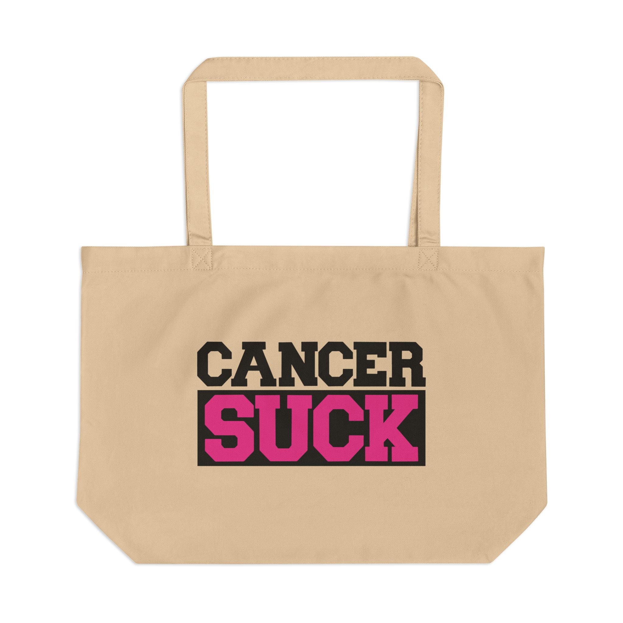 Cancer Suck Eco Tote — Large Reusable Canvas Bag (Bold Pink/Black)