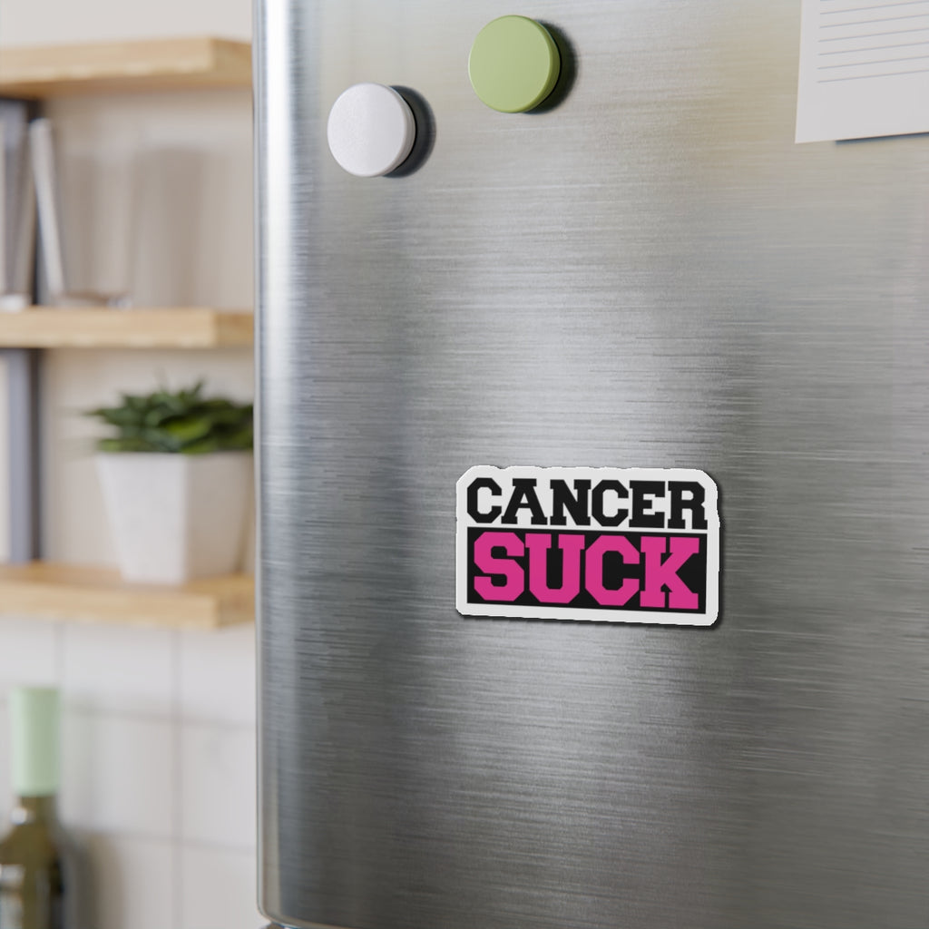 Cancer Suck Die-Cut Magnet — Bold Pink Awareness Sticker for Survivors & Supporters