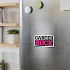 Cancer Suck Die-Cut Magnet — Bold Pink Awareness Sticker for Survivors & Supporters