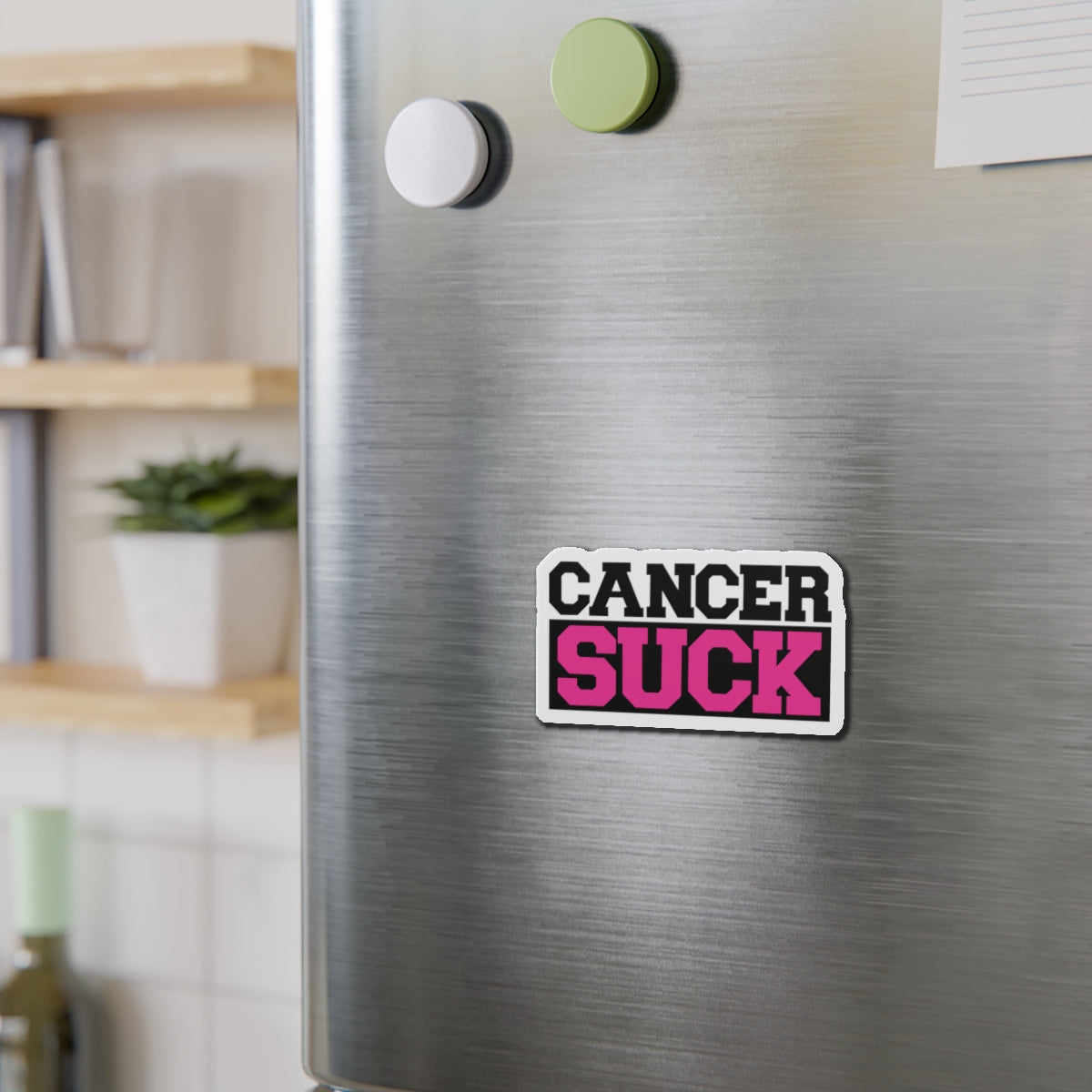 Cancer Suck Die-Cut Magnet — Bold Pink Awareness Sticker for Survivors & Supporters