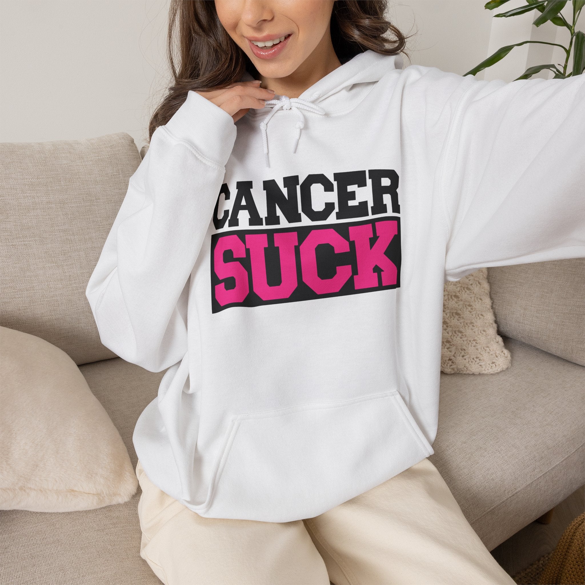 Cancer Suck Hoodie — Pink Awareness Support Pullover