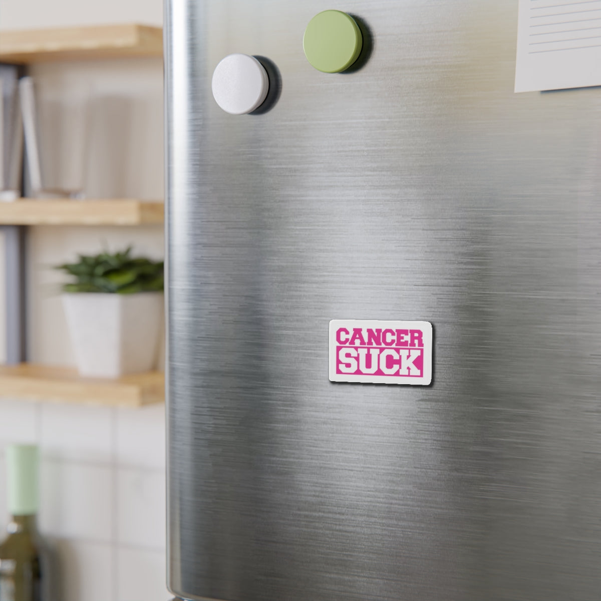 Cancer Suck Die-Cut Magnet — Pink Awareness Refrigerator Magnet
