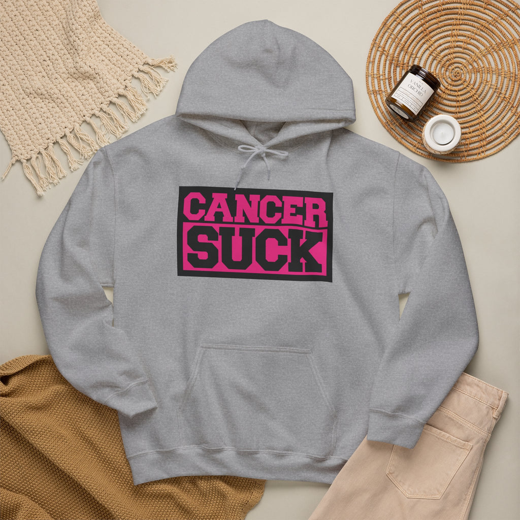 Cancer Suck Hoodie — Pink Awareness Statement Pullover