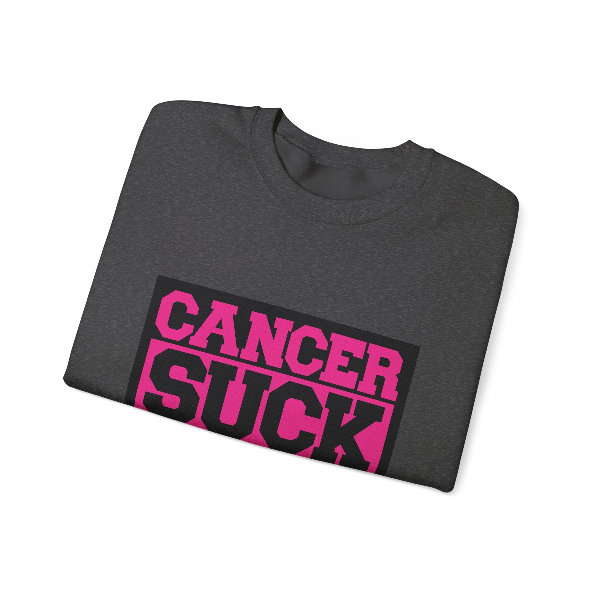 Crewneck Sweatshirt — "Cancer Suck" Bold Pink Awareness Pullover
