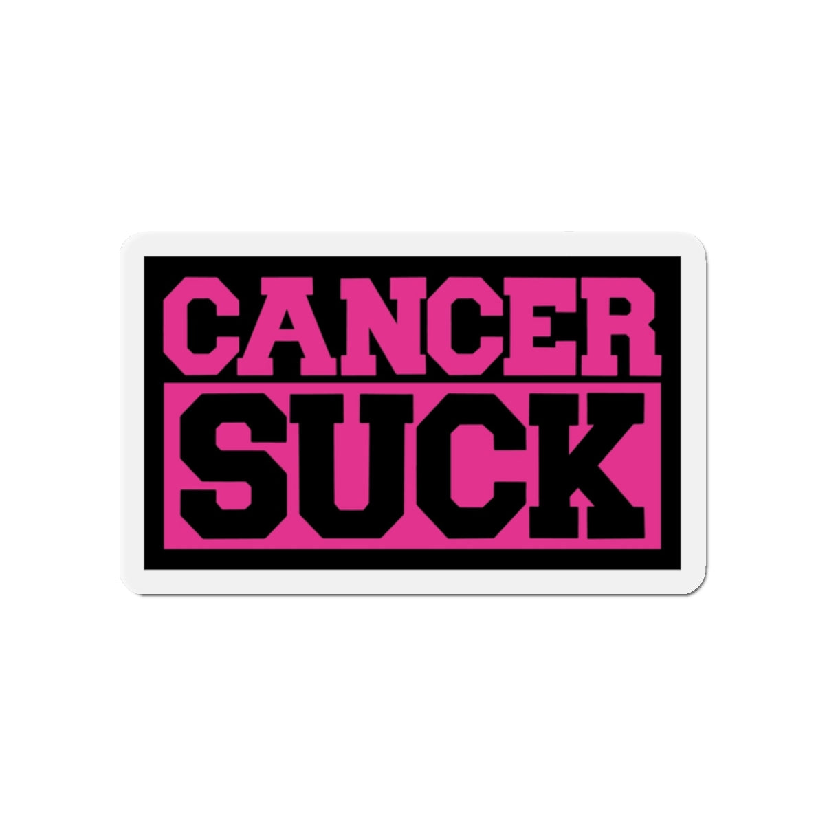 Cancer Suck Die-Cut Magnet — Pink Awareness Ribbon Support Sticker
