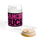 Cancer Sucks 16oz Sipper Glass - Reusable Straw Tumbler for Cancer Awareness & Support