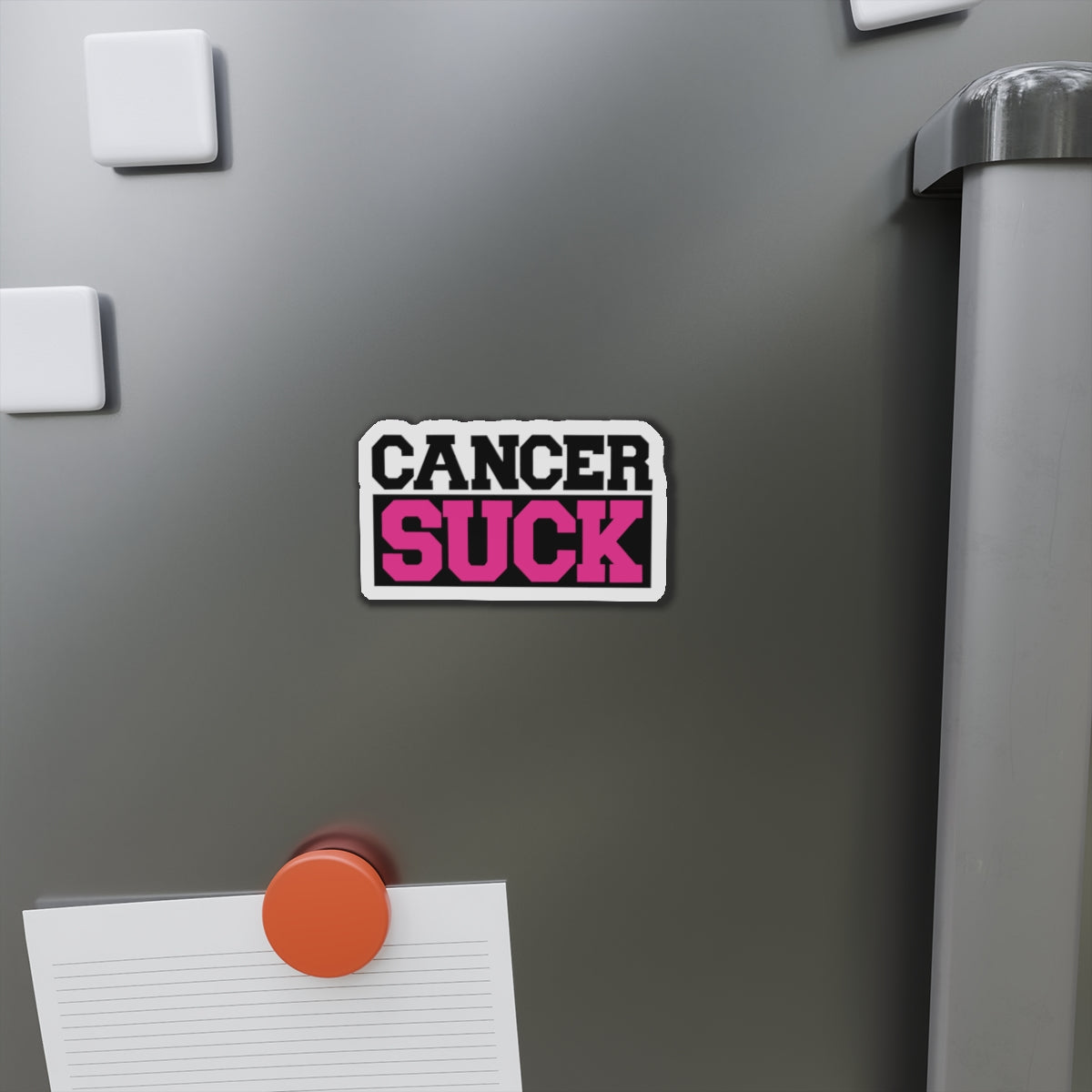Cancer Suck Die-Cut Magnet — Bold Pink Awareness Sticker for Survivors & Supporters
