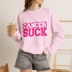 Crewneck Sweatshirt - "Cancer Suck" Bold Pink Awareness Pullover
