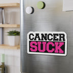 Cancer Suck Die-Cut Magnet — Bold Pink Awareness Sticker for Survivors & Supporters