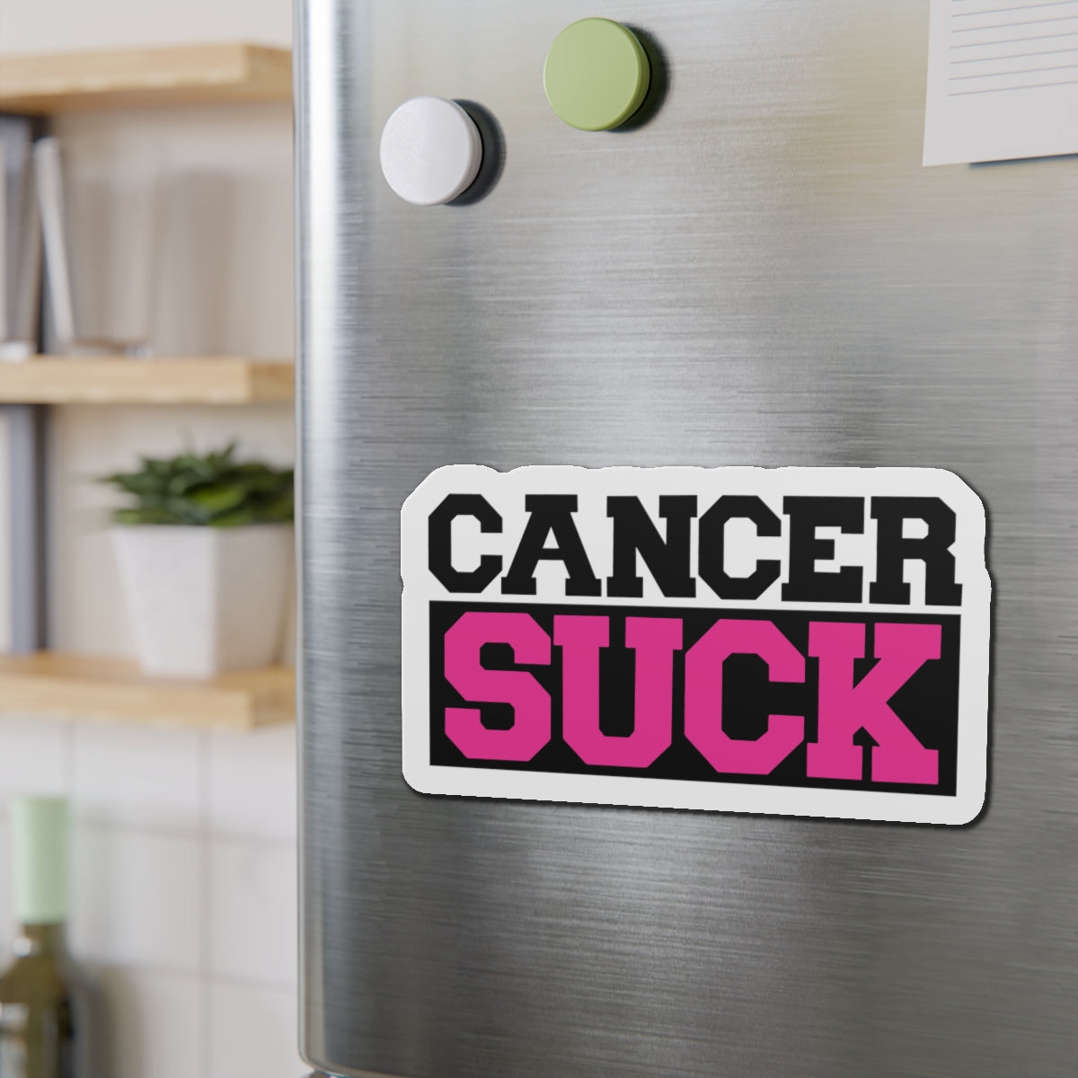 Cancer Suck Die-Cut Magnet — Bold Pink Awareness Sticker for Survivors & Supporters