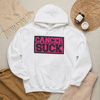 Cancer Suck Hoodie — Pink Awareness Statement Pullover