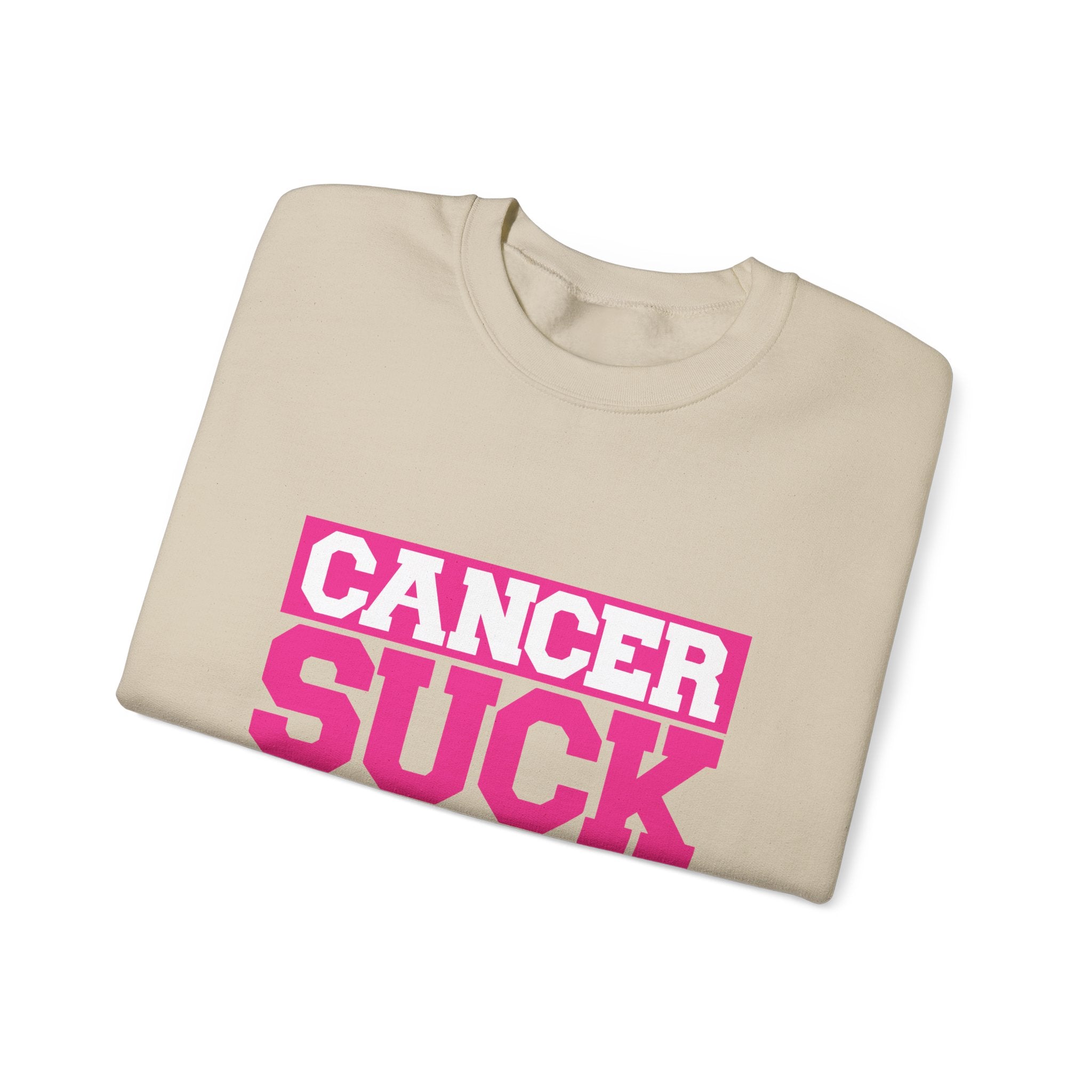 Crewneck Sweatshirt - "Cancer Suck" Bold Pink Awareness Pullover