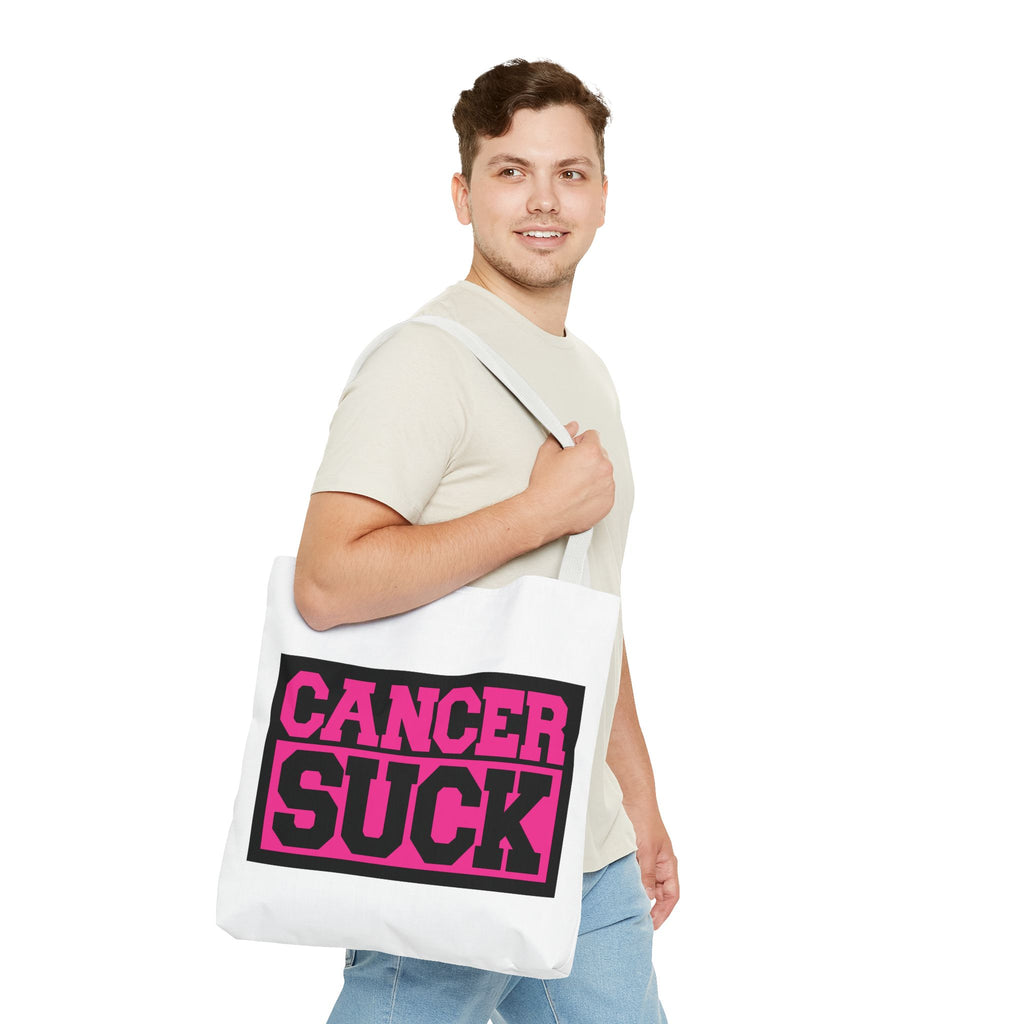 Canvas Tote Bag — "Cancer Suck" Bold Pink Awareness Tote