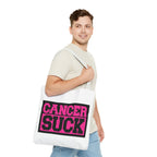 Canvas Tote Bag — "Cancer Suck" Bold Pink Awareness Tote