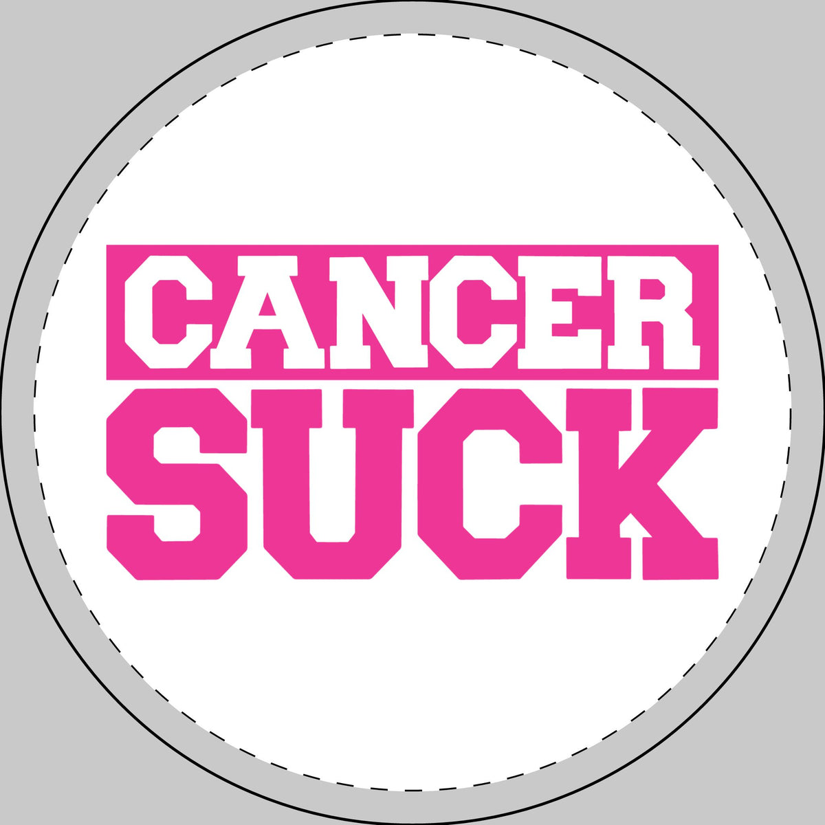 Cancer Suck Round Car Magnet — Pink Awareness Support Sticker