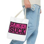 Canvas Tote Bag — "Cancer Suck" Bold Pink Awareness Tote