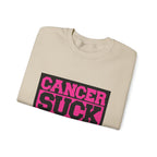 Crewneck Sweatshirt — "Cancer Suck" Bold Pink Awareness Pullover