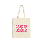 Cancer Suck Tote Bag – Pink Awareness Cotton Canvas Grocery & Everyday Shopper