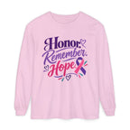 Honor Remember Hope Long Sleeve T-Shirt — Cancer Awareness Ribbon Tee