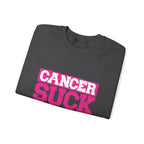 Crewneck Sweatshirt - "Cancer Suck" Bold Pink Awareness Pullover