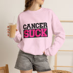 Crewneck Sweatshirt — "Cancer Suck" Bold Pink Awareness Pullover