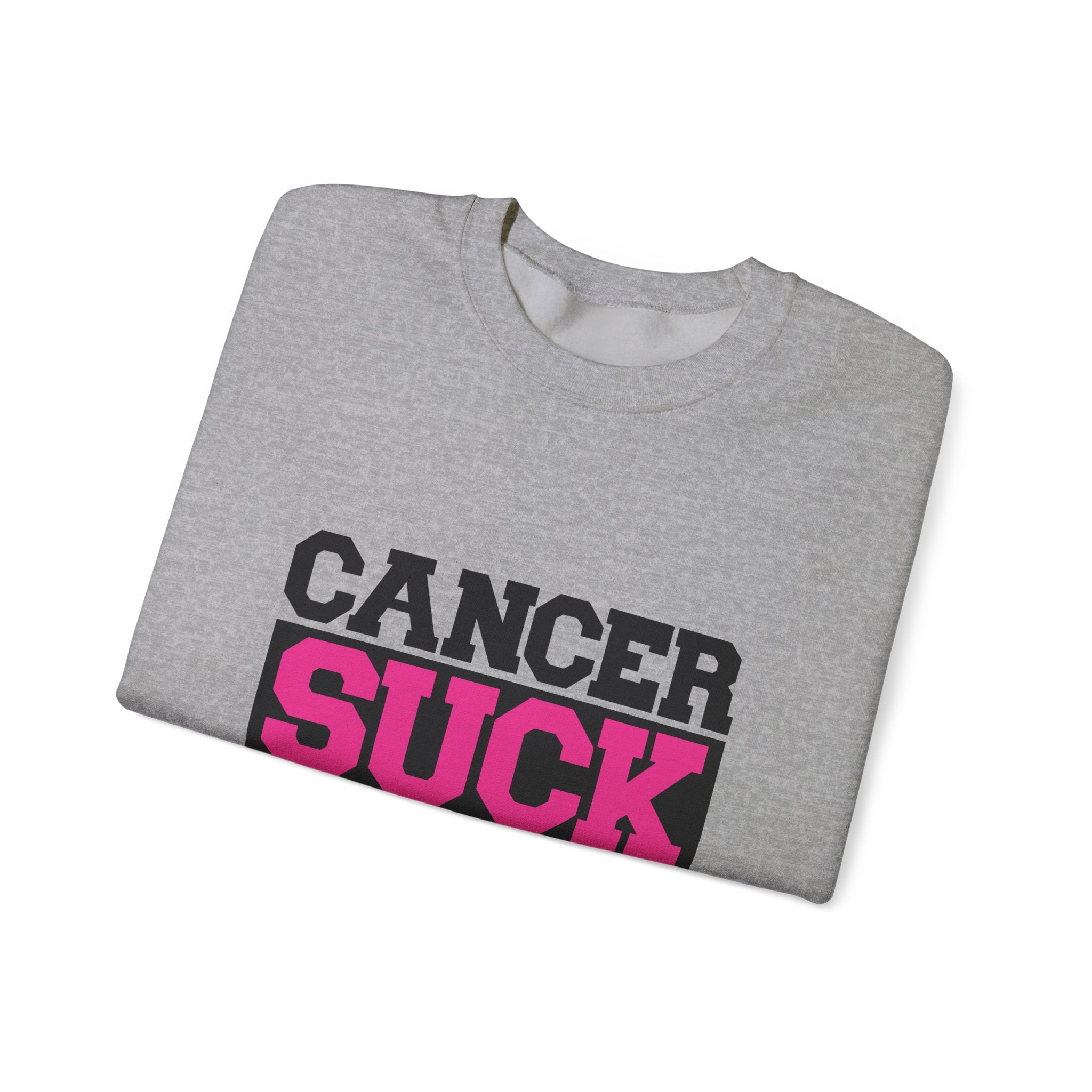 Crewneck Sweatshirt — "Cancer Suck" Bold Pink Awareness Pullover