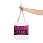 Canvas Tote Bag — "Cancer Suck" Bold Pink Awareness Tote
