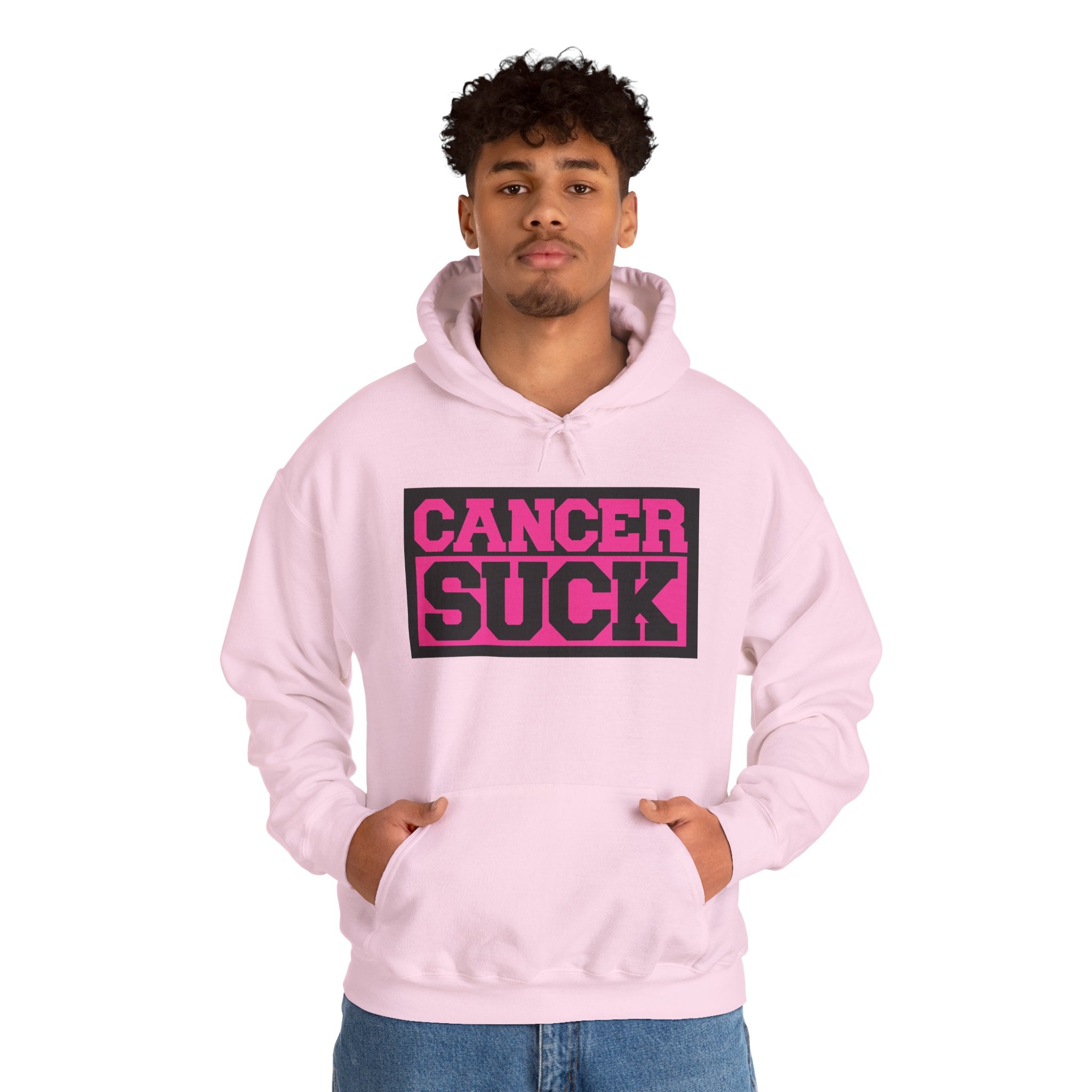 Cancer Suck Hoodie — Pink Awareness Statement Pullover