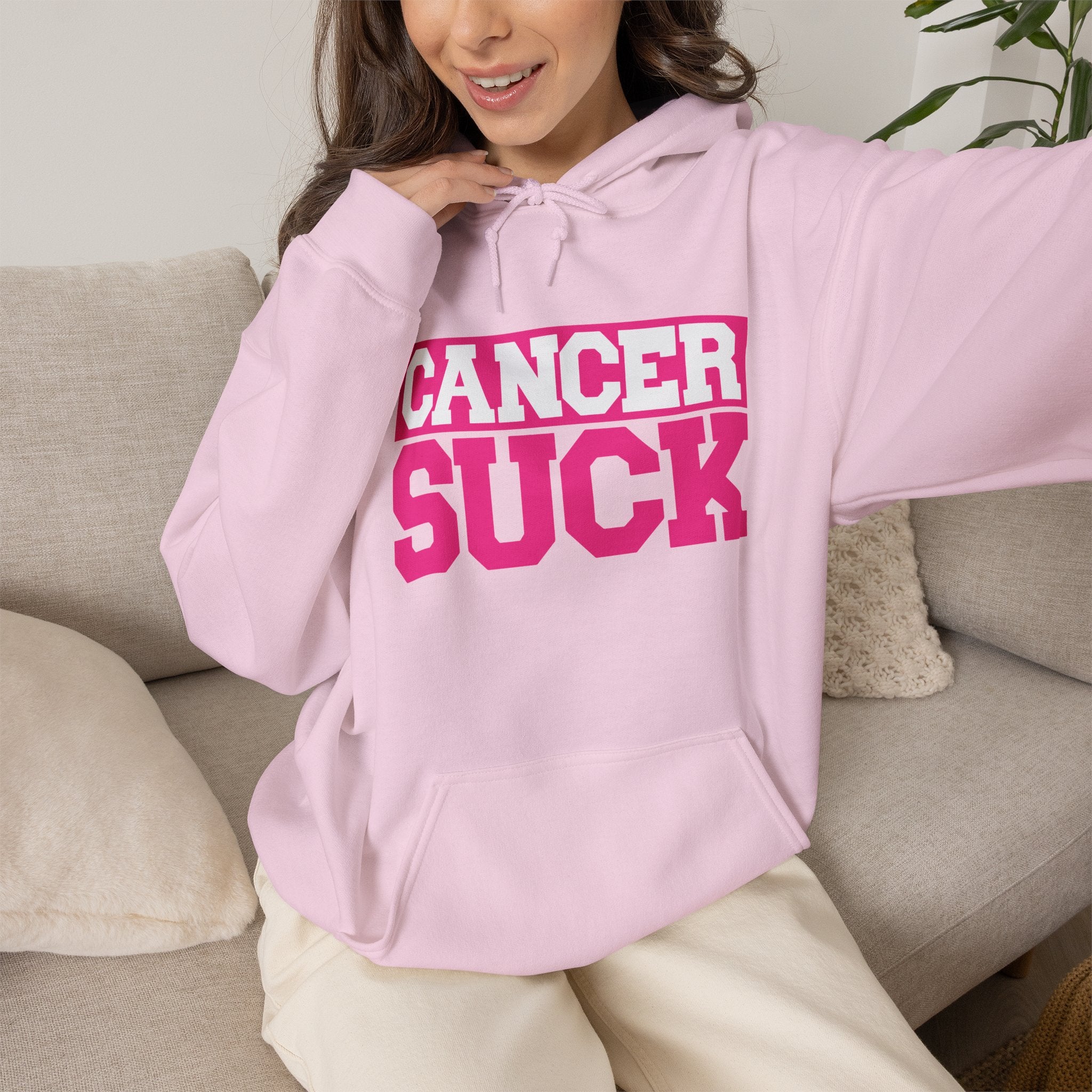 Cancer Suck Hoodie — Bold Pink Cancer Awareness Pullover