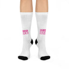 Cushioned Crew Socks — 'CANCER SUCK' Pink Awareness Athletic Socks